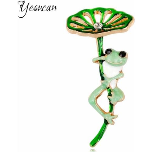 New Personality Cartoon Brooch Fashion Lotus Leaf Frog Brooch Ladiesa Brooch Pin Coat Dress Collar Pins Jewelry Bijoux