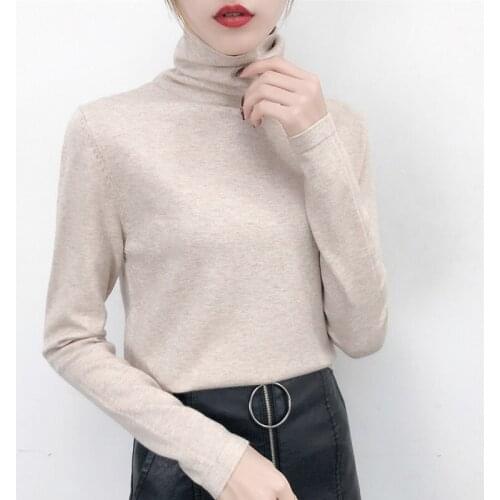 Turtleneck render unlined upper garment by autumn/winter 2021 new womens hot style in western style knitted blouse