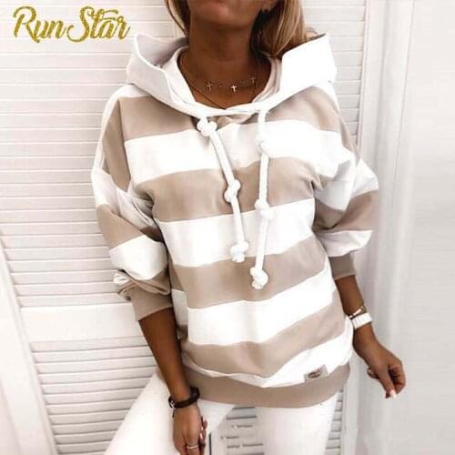 Women Stripe Hoodies Spring Autumn Sports Sweatshirt Sportswear Womens Long Sleeve Hooded Female Streetwear Clothing 2021