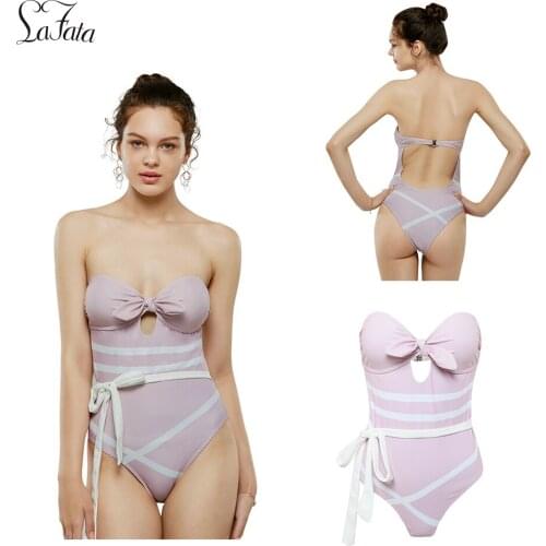 LaFata Womens One Piece Swimsuit Vintage Off Shoulder Bathing Suits