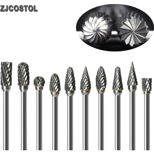 ZJCOSTOL 6mm Shank Tungsten Carbide Rotary Burrs Grinding Bit Burr Double Diamond Cut Rotary Polishing Woodworking Polishing