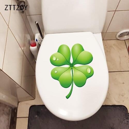ZTTZDY 18.6×23.7CM Creative Cartoon Four-Leaf Clover Bathroom Toilet Stickers Home Room Wall Decor T6-0182