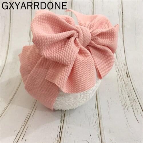 1pc 2019 New Solid Color Double Bows Baby Turban Girls Kids Wide Stretch Headbands Hairband Headwraps Children Hair Accessories