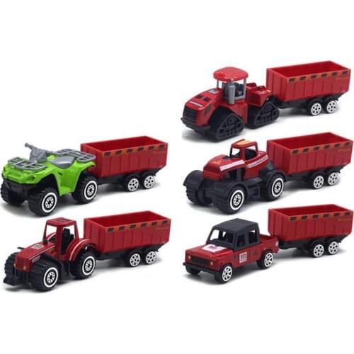 10Pcs/Set High Simulated Vehicle Model Glide Function 1/60 Farm Tractor Vehicle Model Toy Kit for Children Adults