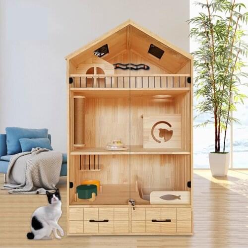 100*60*170 Solid Wood Cat Cage Cat Villa Cat Litter Cat Cabinet Display Cabinet Cat Furniture And Crawling Tools