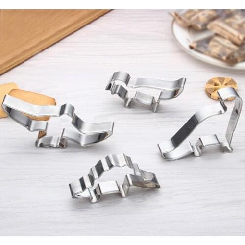 4pcs/set Dinosaur Shaped Cookie Cutter Mold 3D Biscuit Sugarcraft Dessert Baking Mould Fondant Cake Decorating