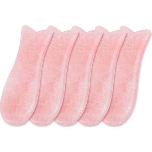 5pcs Natural Rose Quartz Jade Stone Roller Slimming Face Gua Sha Massager Lifting Facial Skin Massage Beauty Guasha Board Tool