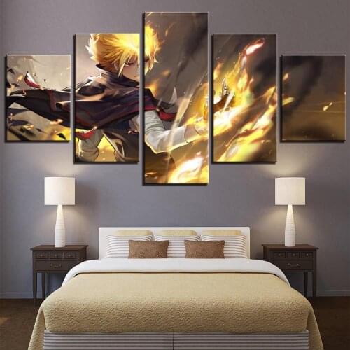 5 Piece Wall Art Canvas Paintings Fire Punch Anime Posters Modern Figure Decor Prints Home Living Room Decoration Pictures