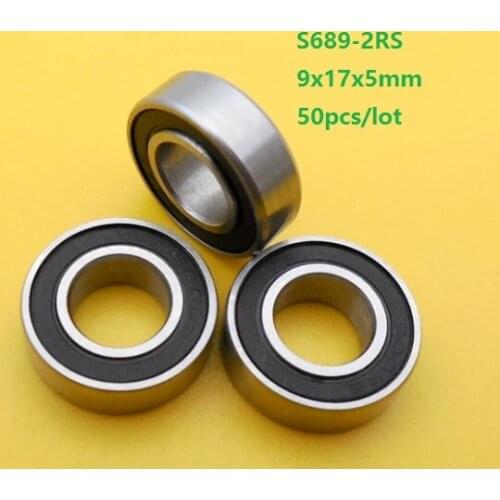 50pcs/lot S689RS S689-2RS S689 2RS RS 9x17x5mm stainless steel Deep Groove Ball bearing 9*17*5mm 689 689-2RS