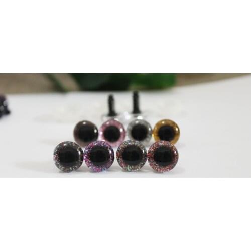 80pcs/lot 14mm clear 3D glitter safety toy eyes +glitter fabric+ white hard washer--size & color option-N8