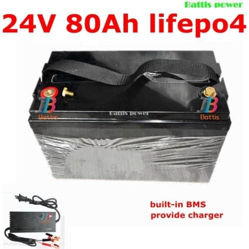 24V 80Ah LiFepo4 battery pack for energy storage system UPS EV scooter motor home golf trolley solar street light+10A charger