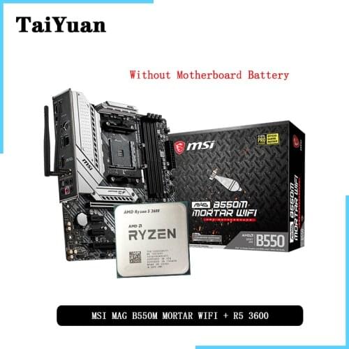 AMD Ryzen 5 3600 R5 3600 CPU + MSI MAG B550M MORTAR WIFI Motherboard Suit Socket AM4 All new but without cooler