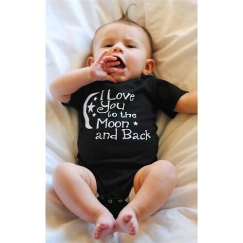 Bodysuit Baby Boys Girls Clothing Newborn Baby Babygrow Playsuits I Love You To The Moon And Back Black Clothes Bodysuits 0-24 M