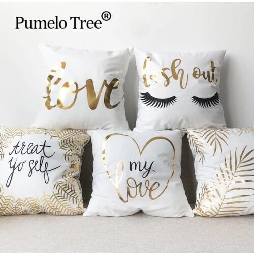 Bronzing Cushion Cover Decorative Pillow Pineapple Eye Geometric Gold Pillow Case Luxury Sofa Cushions Home Chair Cojin 45*45Cm