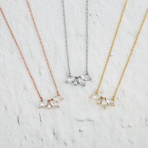 Wholesale SPARKLING STONE Flower NECKLACE Stainless Steel Crystal Pendant Chain as Mothers Day Gift 10pcs/lot