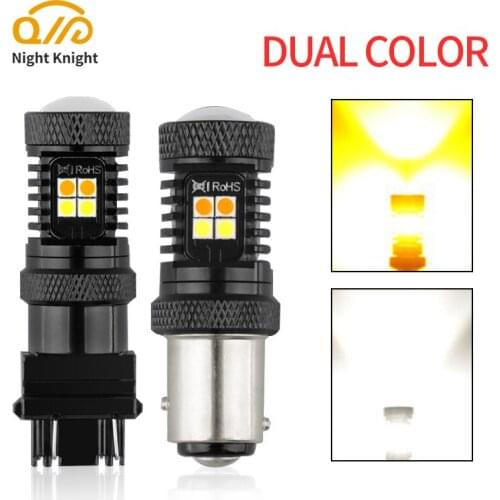 Night knight Two Color Car Turn Signal Brake Lights DRL 1157 T20/7443 T25/3157 BA15D LED Bulbs 3000K 6000K 12V