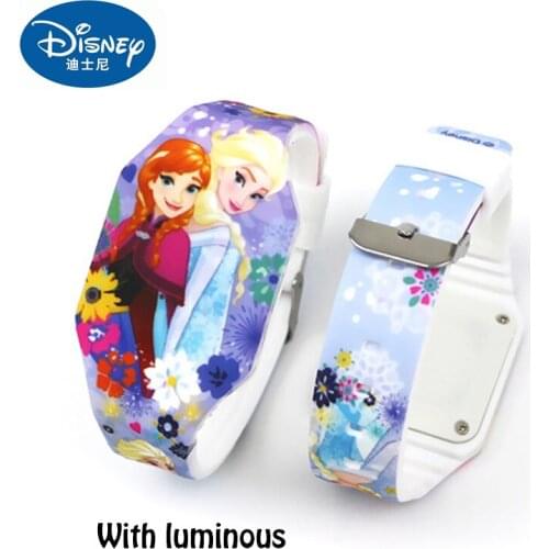 Frozen watches toys Anna Aisha action figures anime Disney movies cartoon Wrist Luminous watch child girls birthday gifts