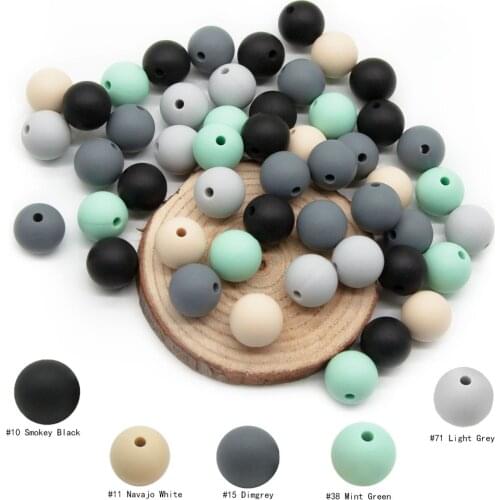 Cute-idea 20pcs Round Silicone Beads 12mm BPA Free Food Grade Teething Beads Chewable Colorful Necklace Baby Teethers Toys DIY