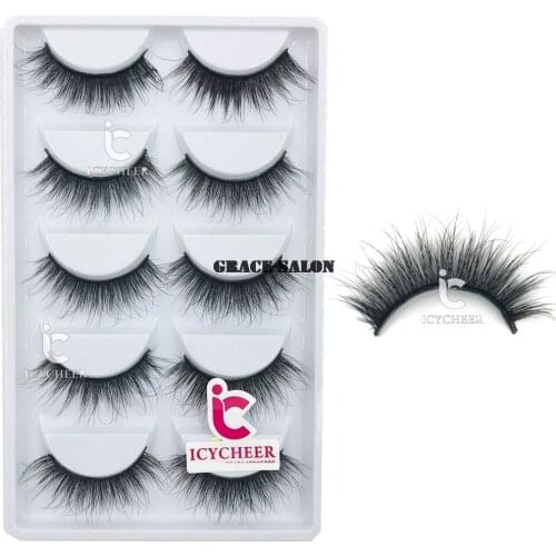 ICYCHEER 5Pairs Eye Lashes False Eyelashes Natural Makeup 3D Mink Lashes Eyelash Extension Make Up Real Siberian Eyelashes
