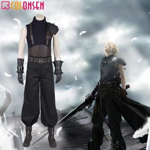 Game Final Fantasy VII Remake Cosplay Costume Cloud Strife Black Uniform Adult Men Halloween Outfit COSPLAYONSEN