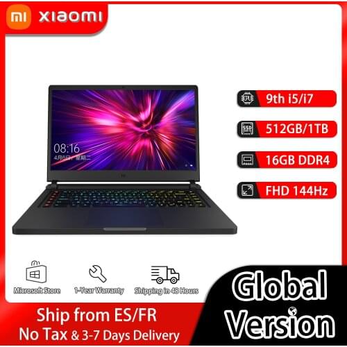 Xiaomi Gaming Laptop 15.6 Inch Intel Core i7-9750H 16GB RTX2060 512G/1TB SSD Notebook Win10 Mi Game Computer PC