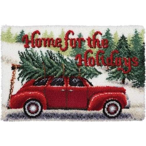 Latch Hook Rug Kits Cover for Adults Car Latch Hook Kits with Printed Canvas Crochet Hook Embroidery Mat Kit Handmade