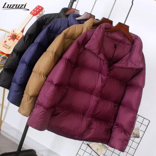 Luzuzi Light Down jacket women 2020 new thickend stand collar 90% white duck down coat winter loose warm outwear jacket parkas