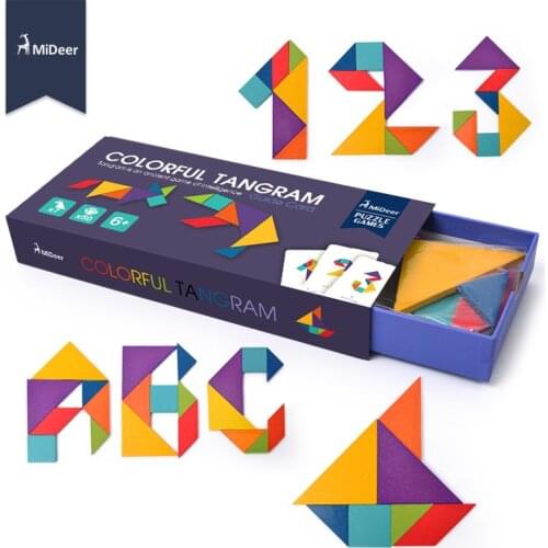 MiDeer Tangram Wooden Puzzle Learning Educational Toys for Children Kids Preschool Baby Toys Games intelligence Jigsaw