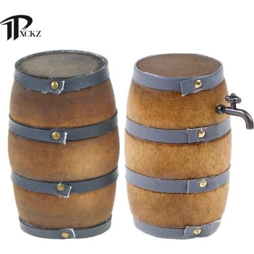 Mini Wooden Red Wine Barrel Miniature Beer Barrel Beer Cask Beer Keg for Dolls House Decoration Accessories 1:12 Scale Dollhouse