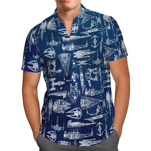 2021 New 3D Printing Universe Space Spacecraft Hawaii Shirts Men Summer Short-sleeved Shirts Harajuku Men Shirts Oversize 5XL A8
