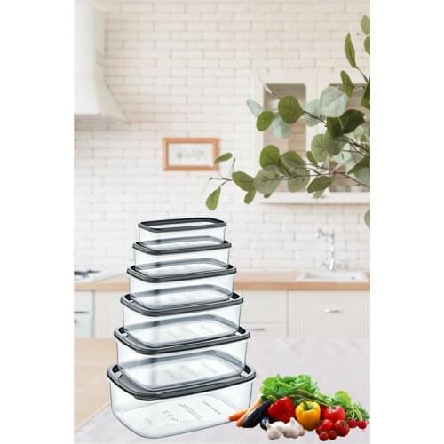 Set of 6 Rectangular Sweet Transparent Storage Containers Boxes Kitchen Organizer Holder Saving Kitchen Multi Capacity Crisper