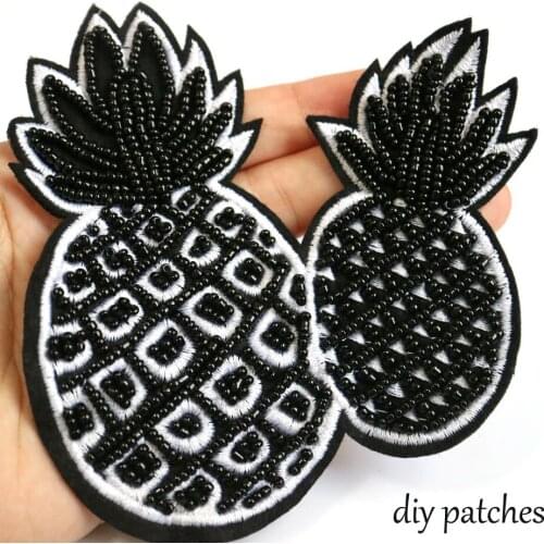 Handmade Fruits beaded Patches for clothes Sew on sequin patch pineapple Applique embroidered parches bordados para