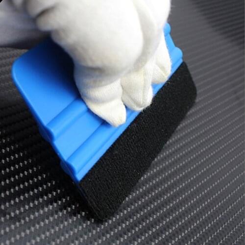 New Auto Styling Vinyl Carbon Fiber Window Ice Remover Cleaning Wash Car Scraper With Felt Squeegee Tool Film Wrapping 10x7cm
