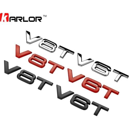 New V6T V8T 3D Metal Fender Side Body Badge Emblem Sticker Ho Car Auto Automobiles for Audi A4 A3 A5 A6 A1 Q3 Q5 Q7 Car-Styling