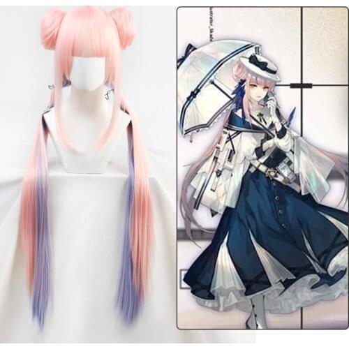 Arknights Ceylon Cosplay Wig Pink Mixed Purple Ponytail Hair for Costume Unisex Role Play Accessories +Free wig cap