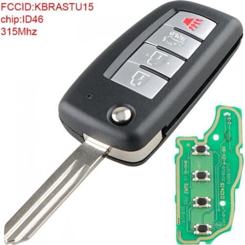 1pcs Black 315Mhz 4 Buttons Upgraded Remote Car Key Replacement with ID46 Chip KBRASTU15 fit for Nissan Versa / Xterra