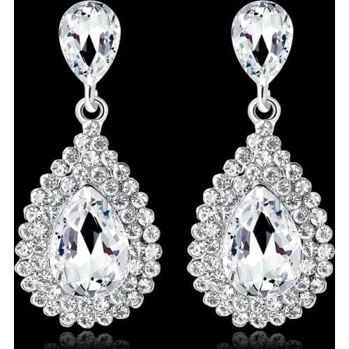 Luxury Bridal Wedding Earrings CZ Zirconia Crystal Waterdrop Long Dangle Earring Jewelry Fashion Gift BA009