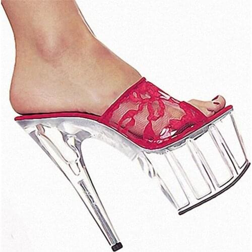 The large size of 20 cm womens 8 inch heels, lace vamp 8 inches of sweet sexy party slippers