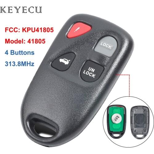 Keyecu Remote Car Key Fob 4 Buttons 313.8MHZ for Mazda 6 2003 2004 2005, FCC ID: KPU41805, Model: 41805