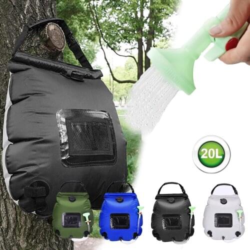 20L Water Bags Outdoor Camping Solar Shower Bag Foldable Camp Shower Bag Hiking Climbing Outdoor Bath Bag With Shower Head