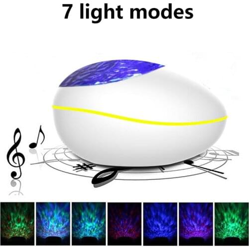 Lucky Stone Ocean Wave Projector Night Light Lamp Bluetooth Music Player Remote Control Water Wave Color Led Projector For Baby