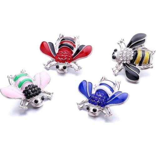 XH5314 Pretty bee crystal 18mm Metal snap button jewelry for snap bracelet