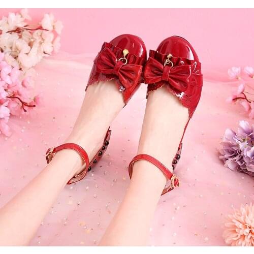 Japanese Lolita sweetheart round head student shoes jk small shoes with bow shoes Bowknot Princess Kawaii Girl Women Shoes cos
