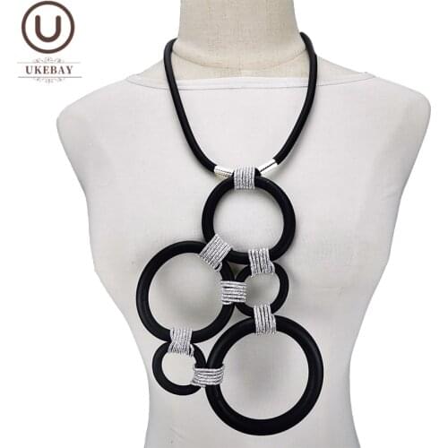 UKEBAY New Gothic Pendant Necklaces Women Geometric Handmade Jewelry For Party Necklace Fashion Rubber Sweater Chain Necklaces