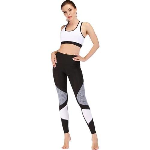 2 PCS Woman Sportswear Running Fitness Sets Workout Clothes Printed Sports Top Bra + Leggings Running Tracksuit Suit Female