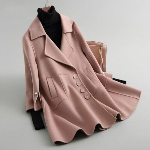 80% Wool Womens Coats Fashion Spring Autumn Jackets Turn-down Collar Cloak Winter Coat Women manteau femme 38055 YQ1425