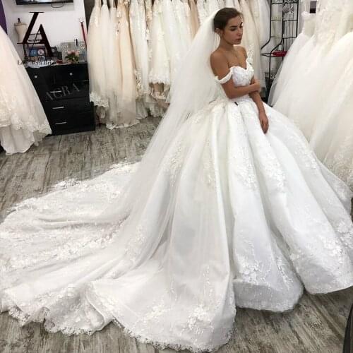 Luxury Beaded Wedding Dresses Sweetheart 3D Flowers Ball Gown Lace up Bridal Princess LelaAcra LI01 Customized Vestido de novia