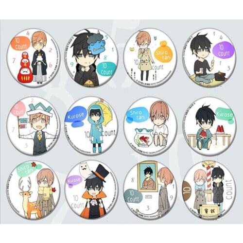 12pcs/set Full set Fujoshi Ten Count 10 Count tadaomi shirotani Kurose RIKU Takarai Rihito Pin Brooch Badge Backpack Deco