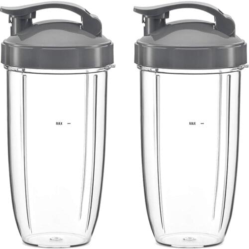 32Oz Replacement Cups with Flip Top to Go Lid for NutriBullet 600W and Pro 900W Blender (2 Pack)