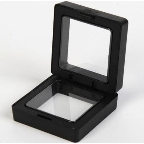 500pcs 50*50mm Pet Membrane Stand Holder Boxes Floating Display Case Earring Gems Ring Jewelry Suspension Packaging BoxWholesale